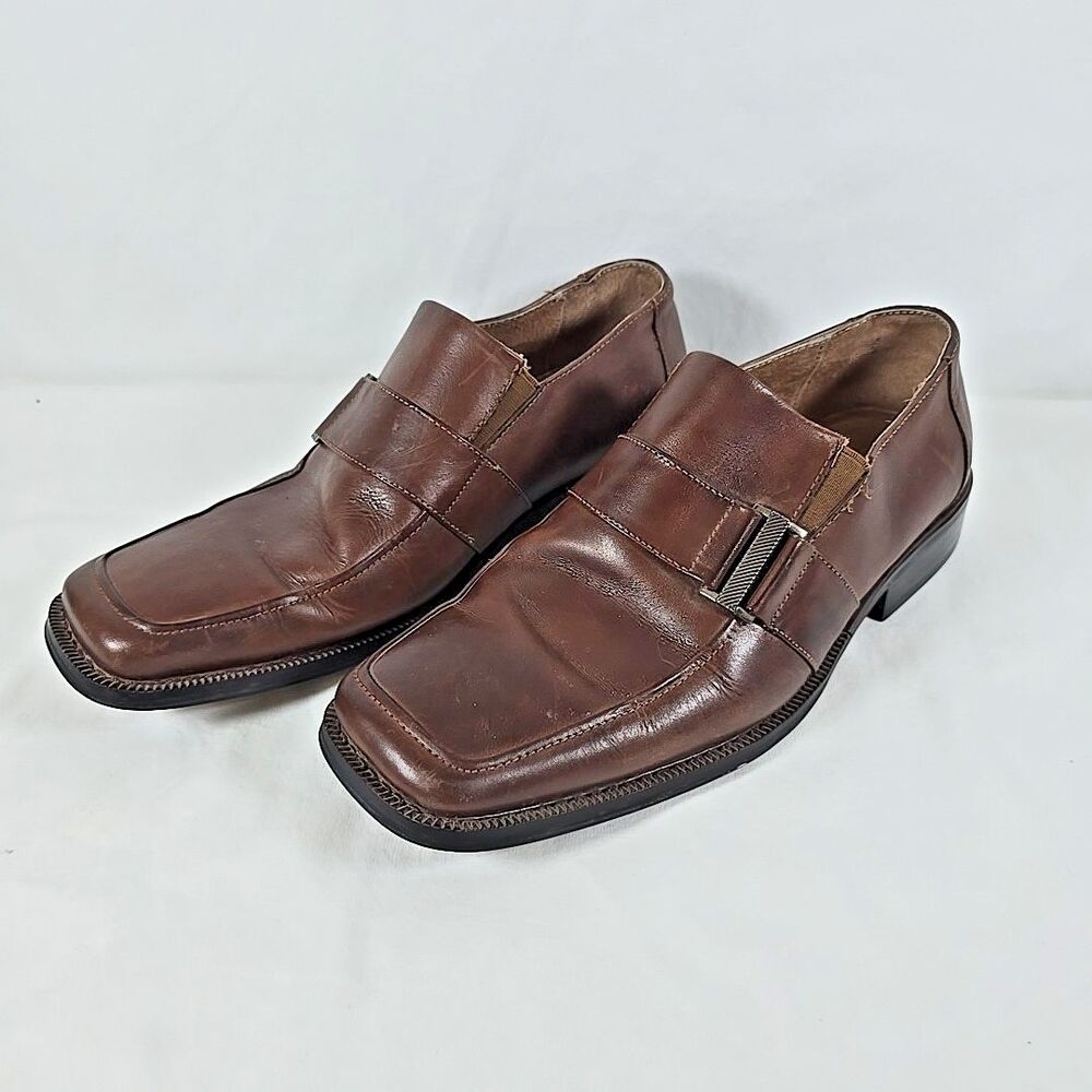 Fratelli Select Men's Warm Brown Leather Loafers Strap and Buckle Size 8.5 M